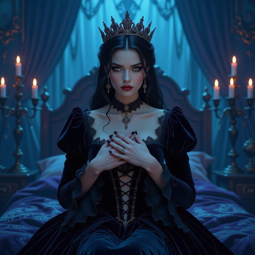 Gothic Princess in Lavish Bedroom, Matte Painting