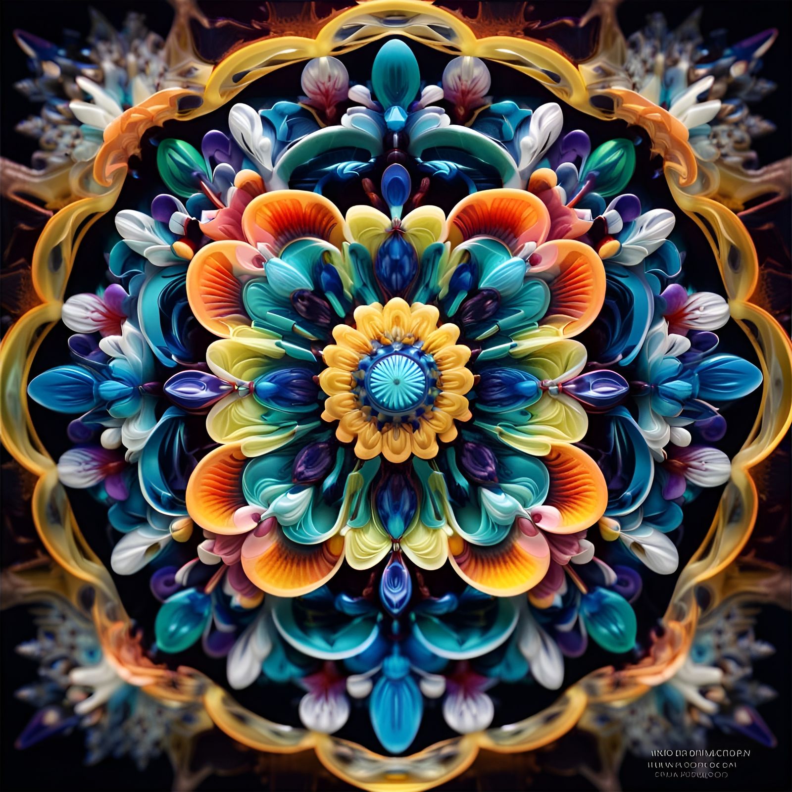 Ethereal 3D Flower Mandala Glass Art Installation