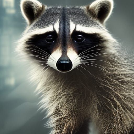 Dramatic Raccoon Digital Matte Painting