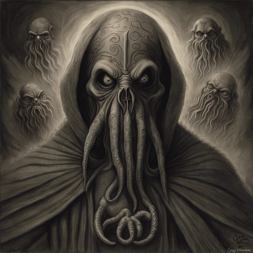 Irish Cthulhu Cultist in Charcoal Style