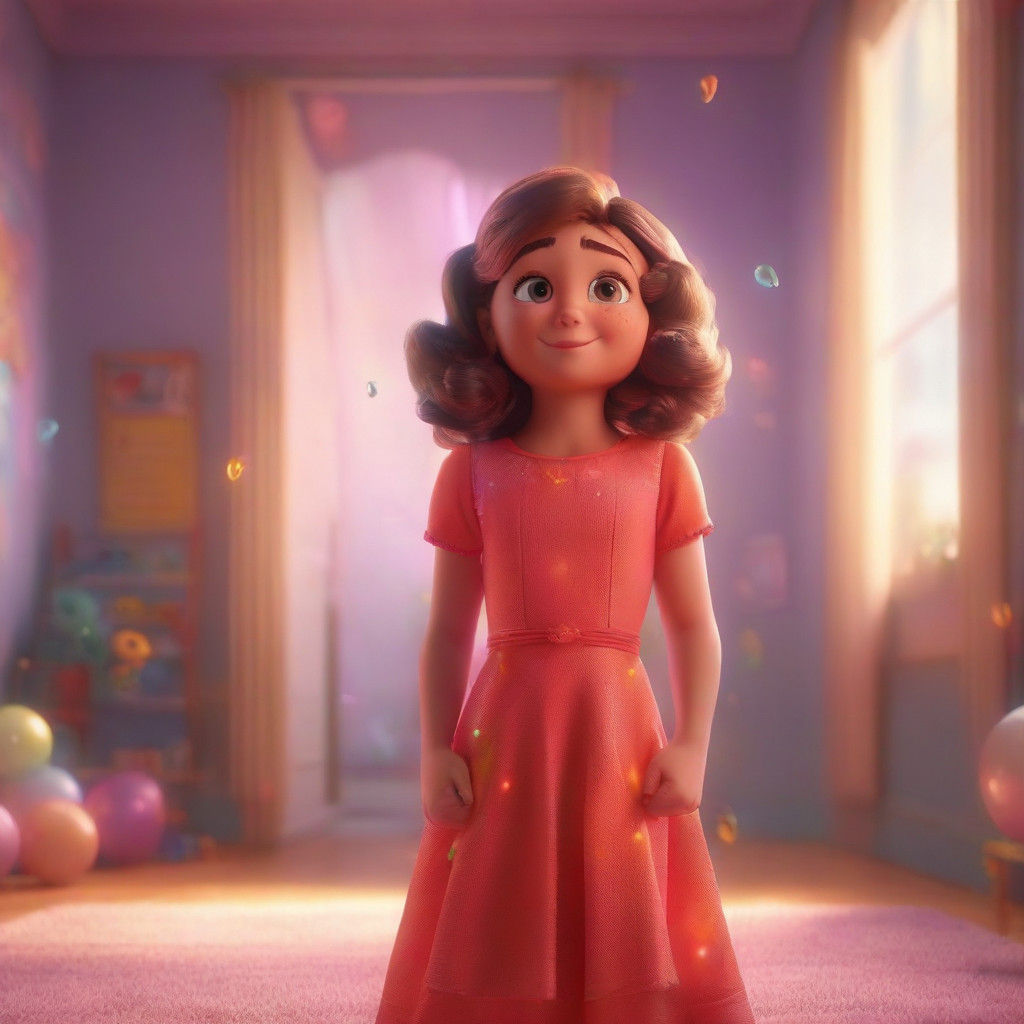 Precious Moments Girl Plays with Balloon in Whimsical Settin...