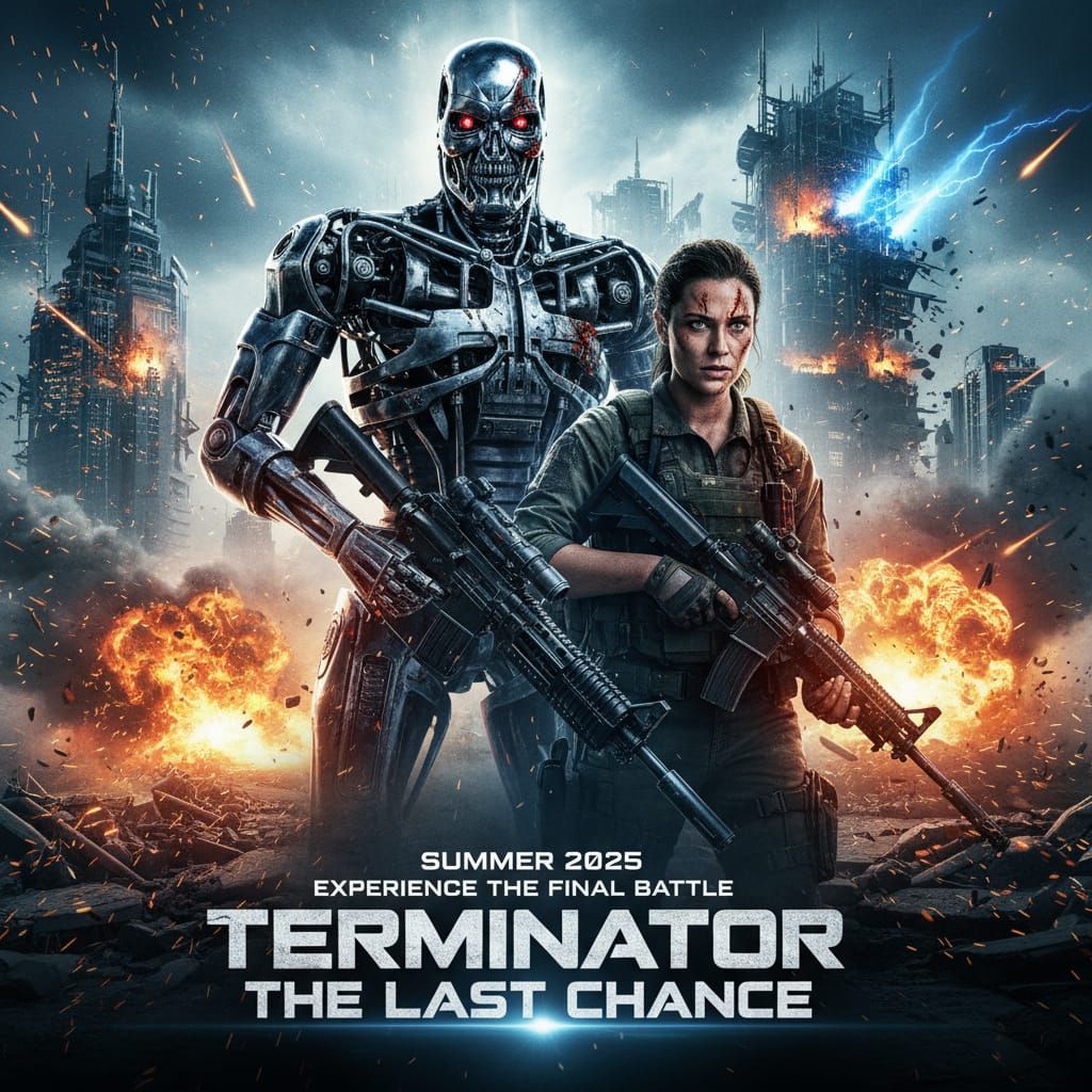Terminator The Last Chance Movie Poster with Robot and Soldi...