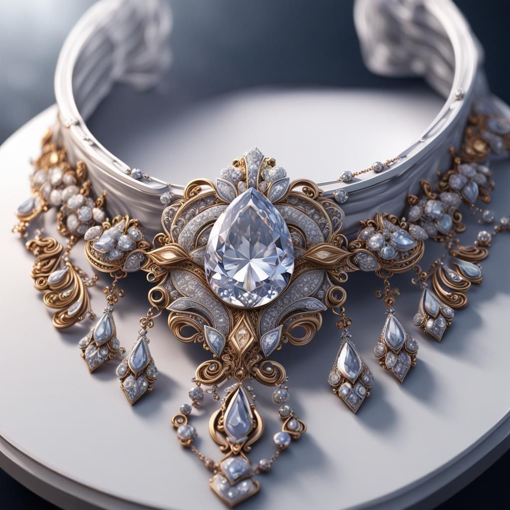 Elegant White Diamond Choker Necklace in 8K