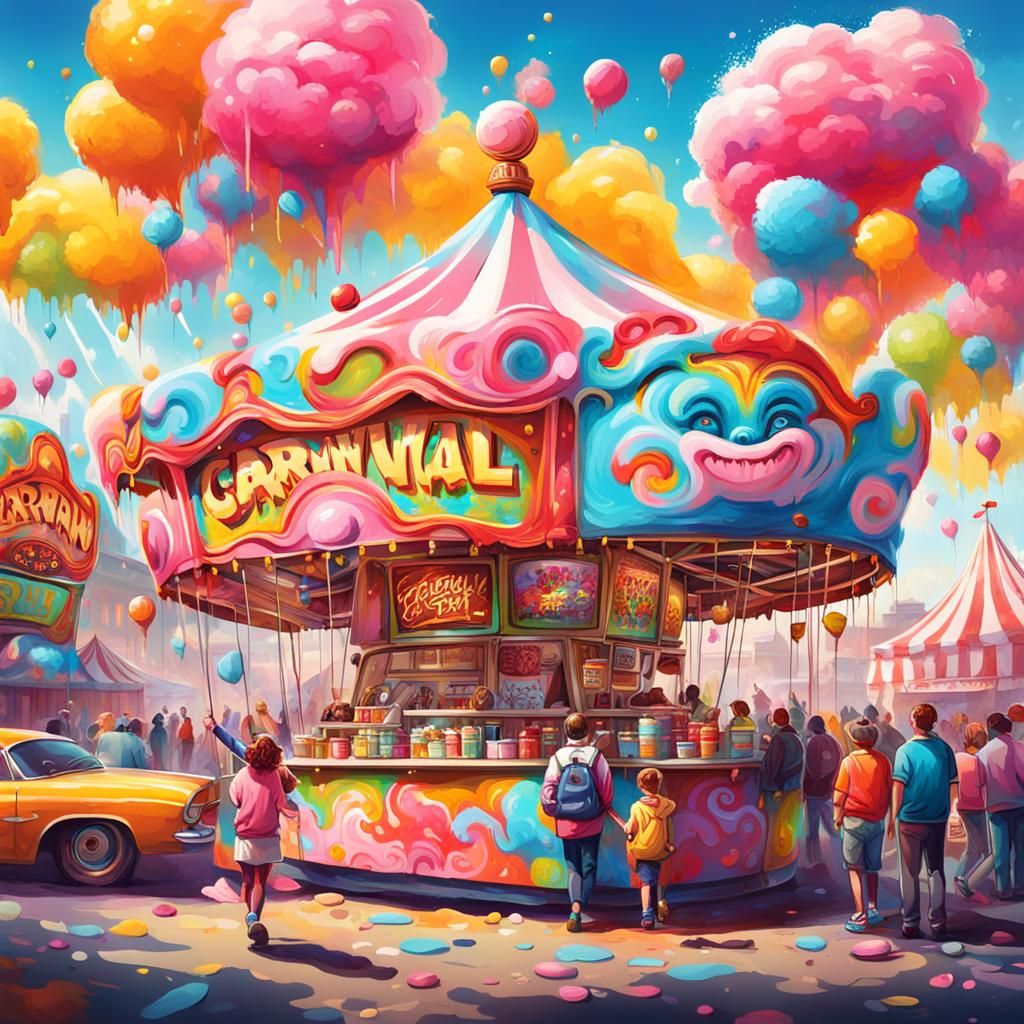 Colorful Spring Carnival in Graffiti Art Style