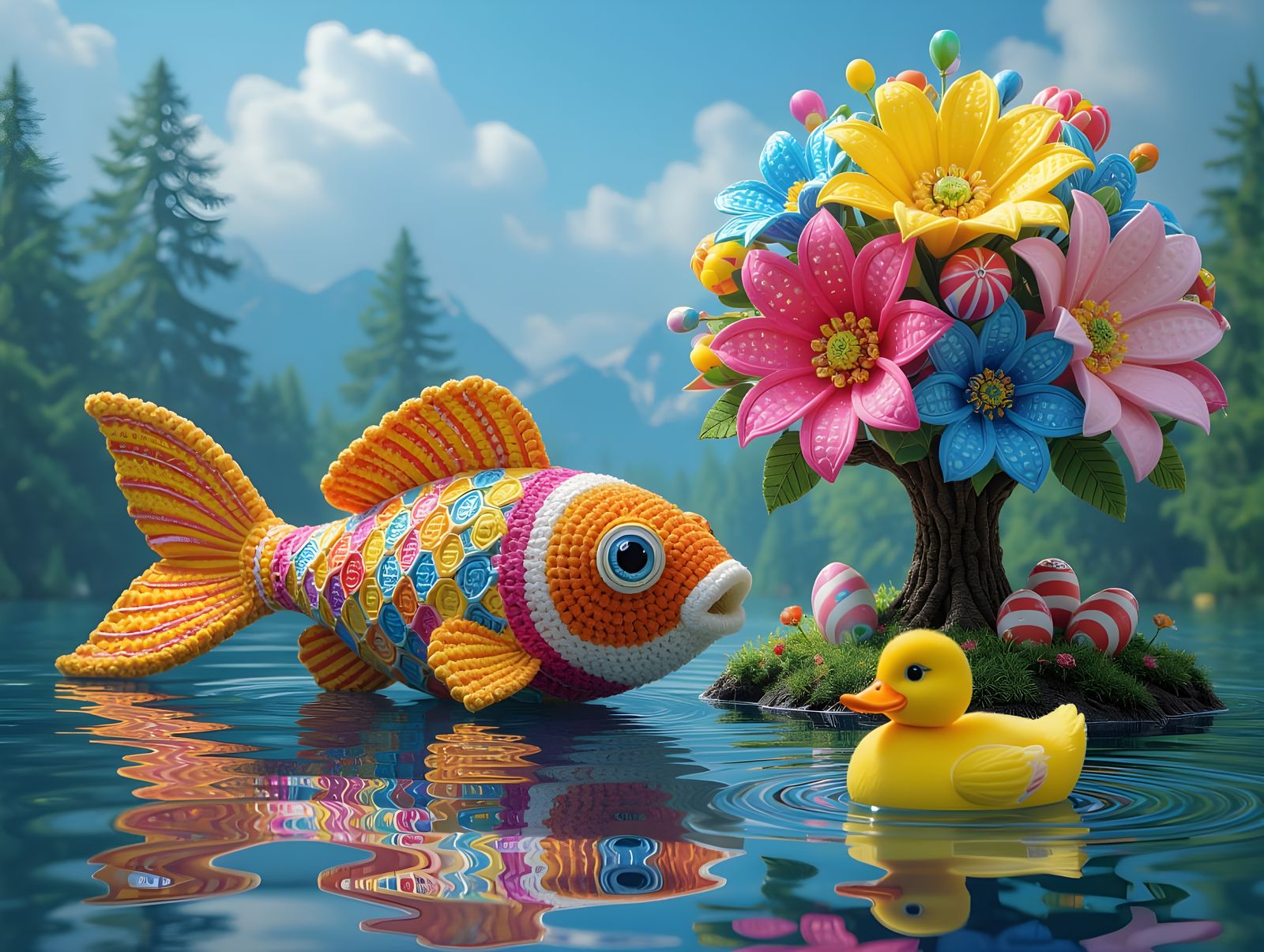 Gilded Easter Fish in Vibrant Rainforest