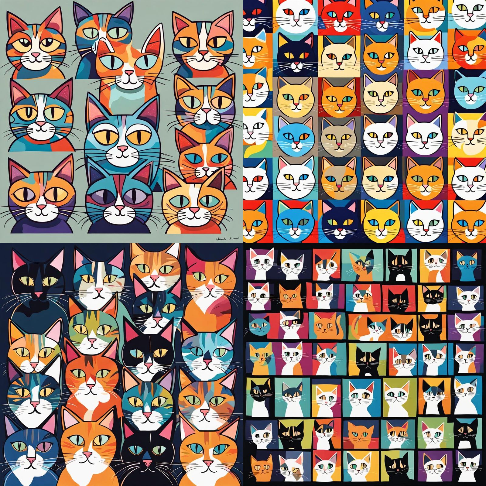 Surreal Cats Artwork in Abstract Style