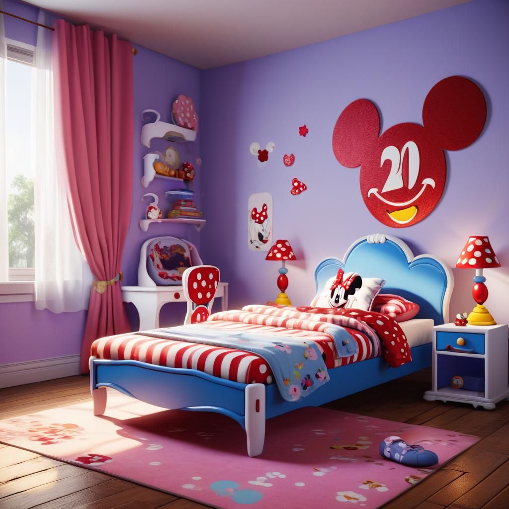 Disney Minnie Mouse Bed in 3D Game Style