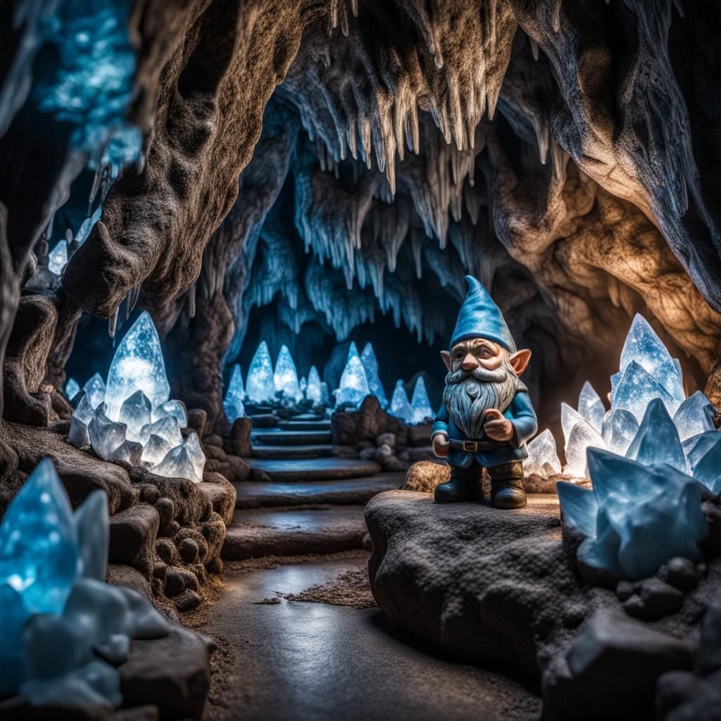 Gnomes in Crystalline Caverns: Hyperrealistic Image