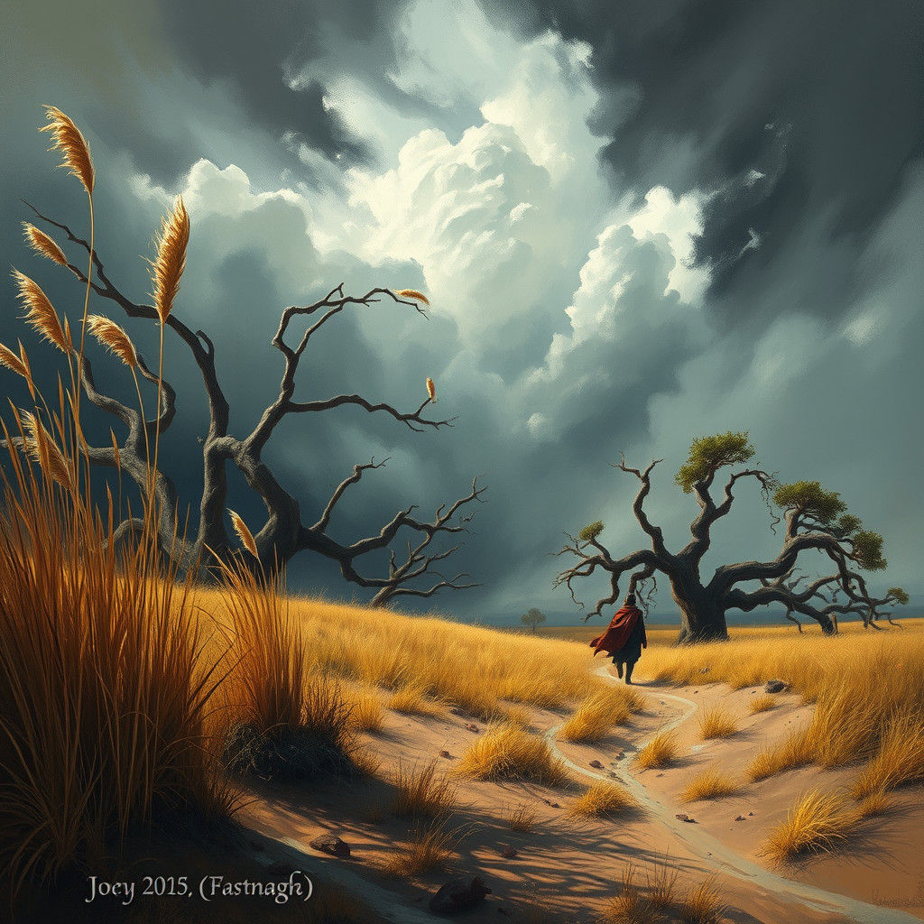 Windswept Landscape with Figure in Romantic Style