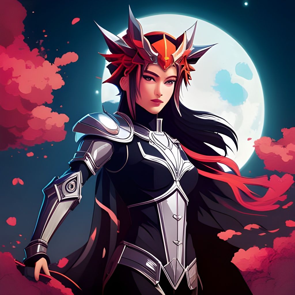 Goddess in Black Knight Armor Concept Art