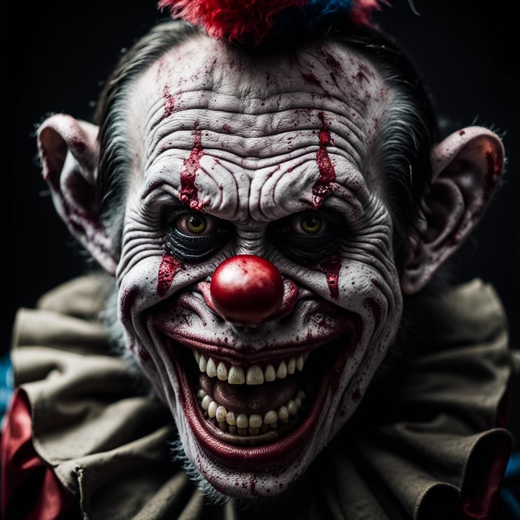 Grinning Zombie Monkey Clown Portrait