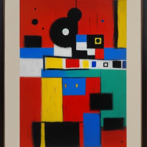 Abstract Painting in the Style of Tamayo, Miro, and Mondrian