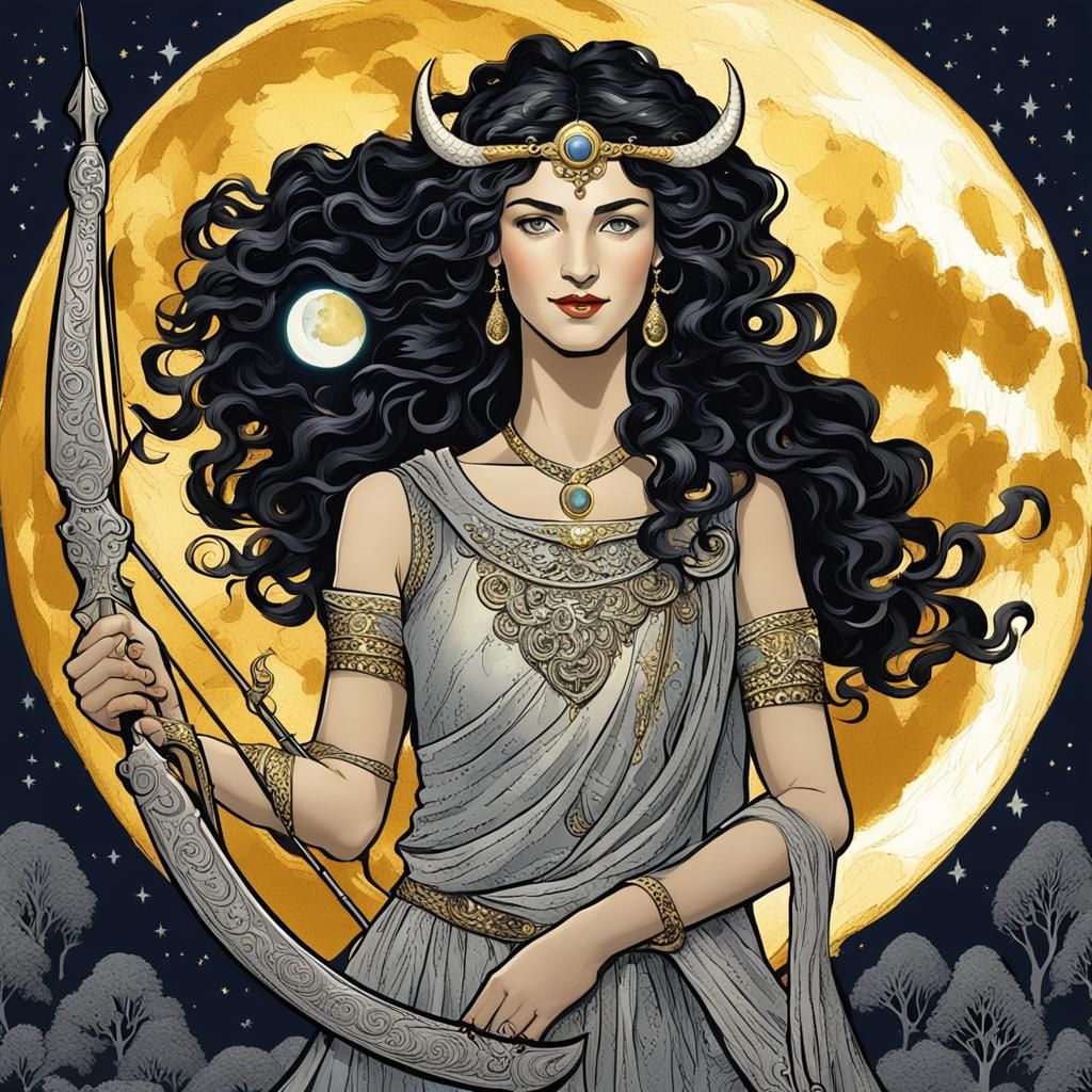 Diana the Huntress with Crescent Moons