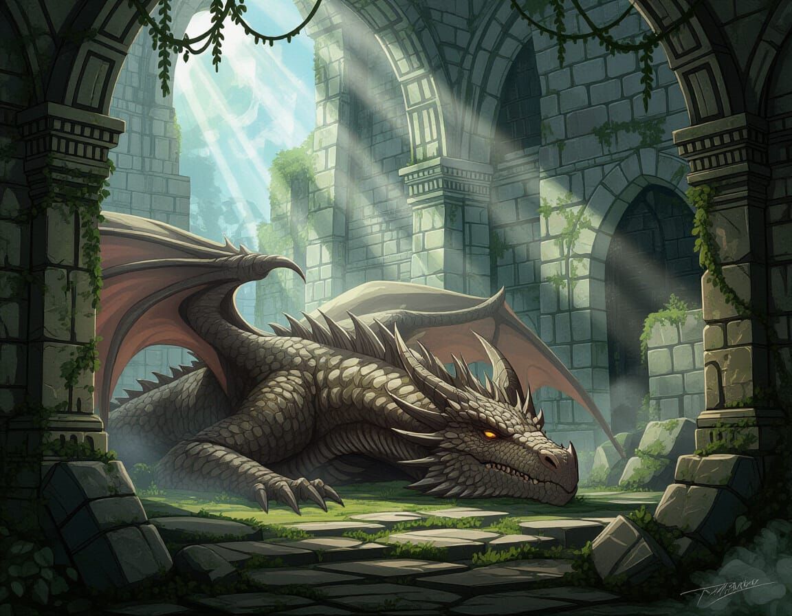 Ancient Dragon Slumbers in Ethereal Ruin