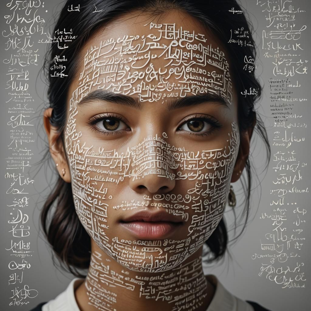 Calligraphic Text Pattern Portrait in Ambient Light