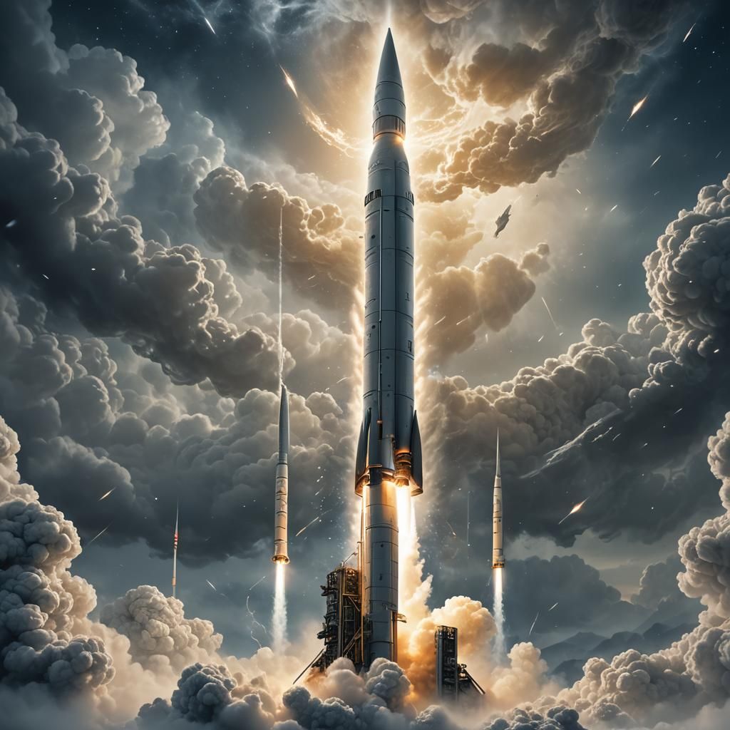 Ballistic Missile Ascends in Ethereal Digital Art