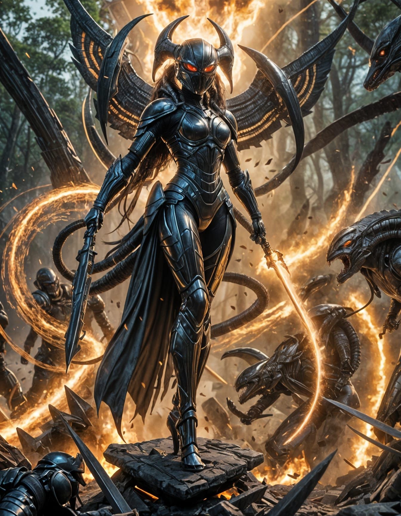 Amazonian Warrior Woman with Xenomorph Armor