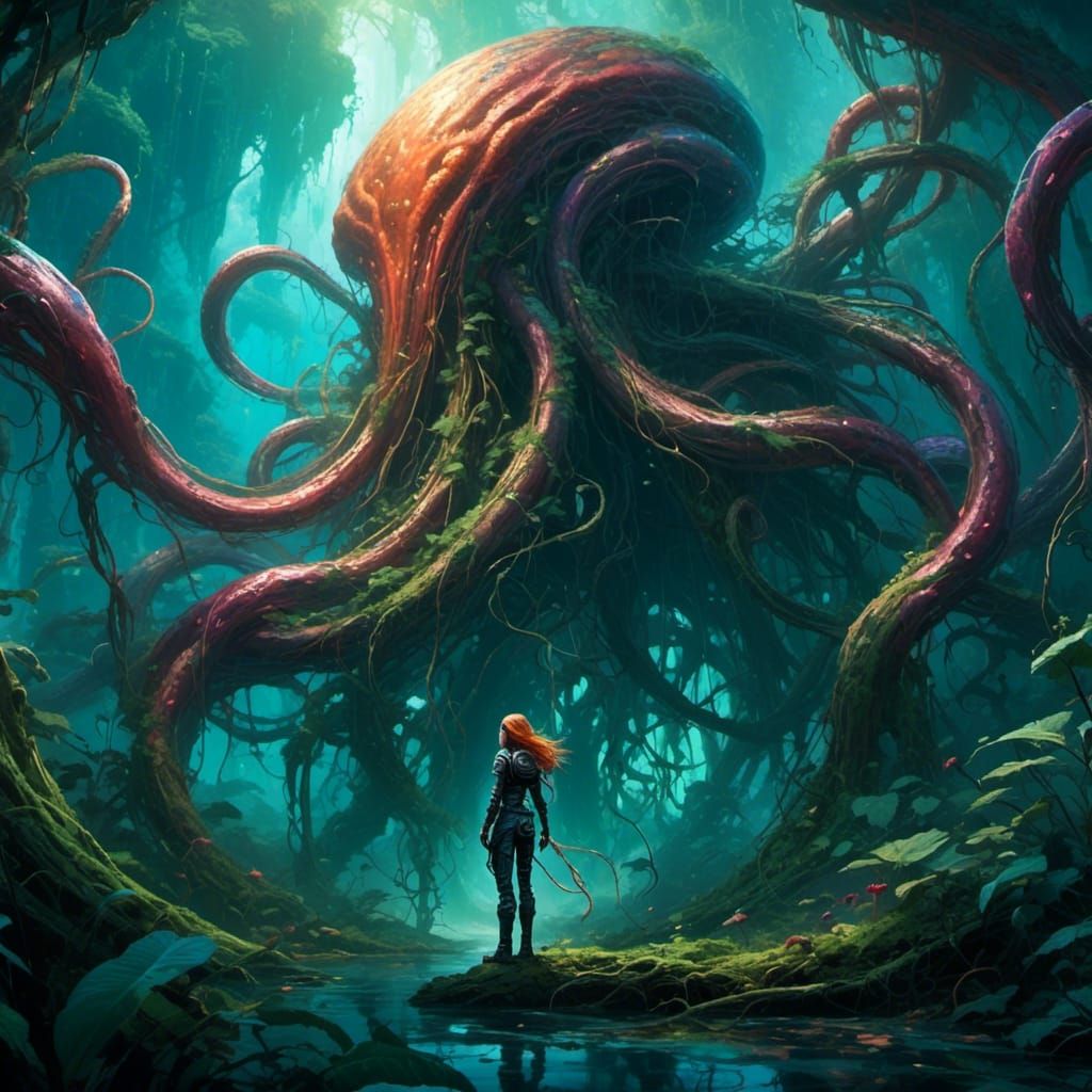 Space Explorer Trapped in Alien Tentacle Pit