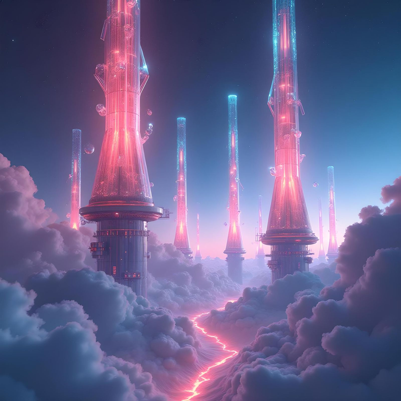 Quantum 3D Pixel Art in Digital Painting Style