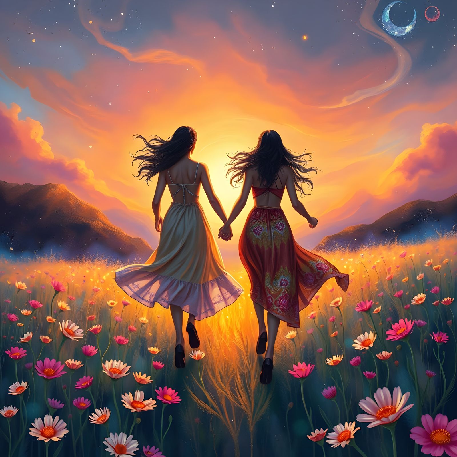 Cosmic Lovers in a Vibrant Landscape