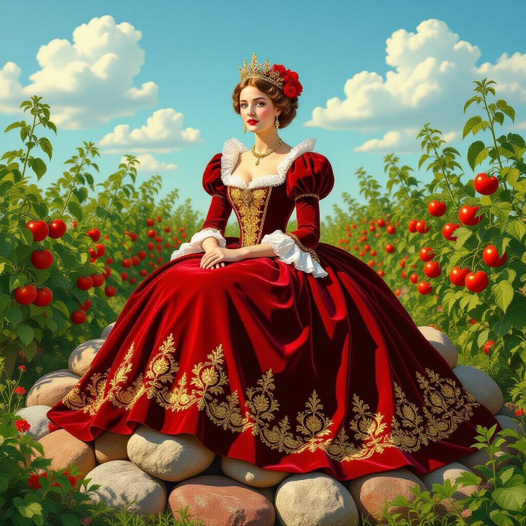 Tomato Queen in a Surreal Garden