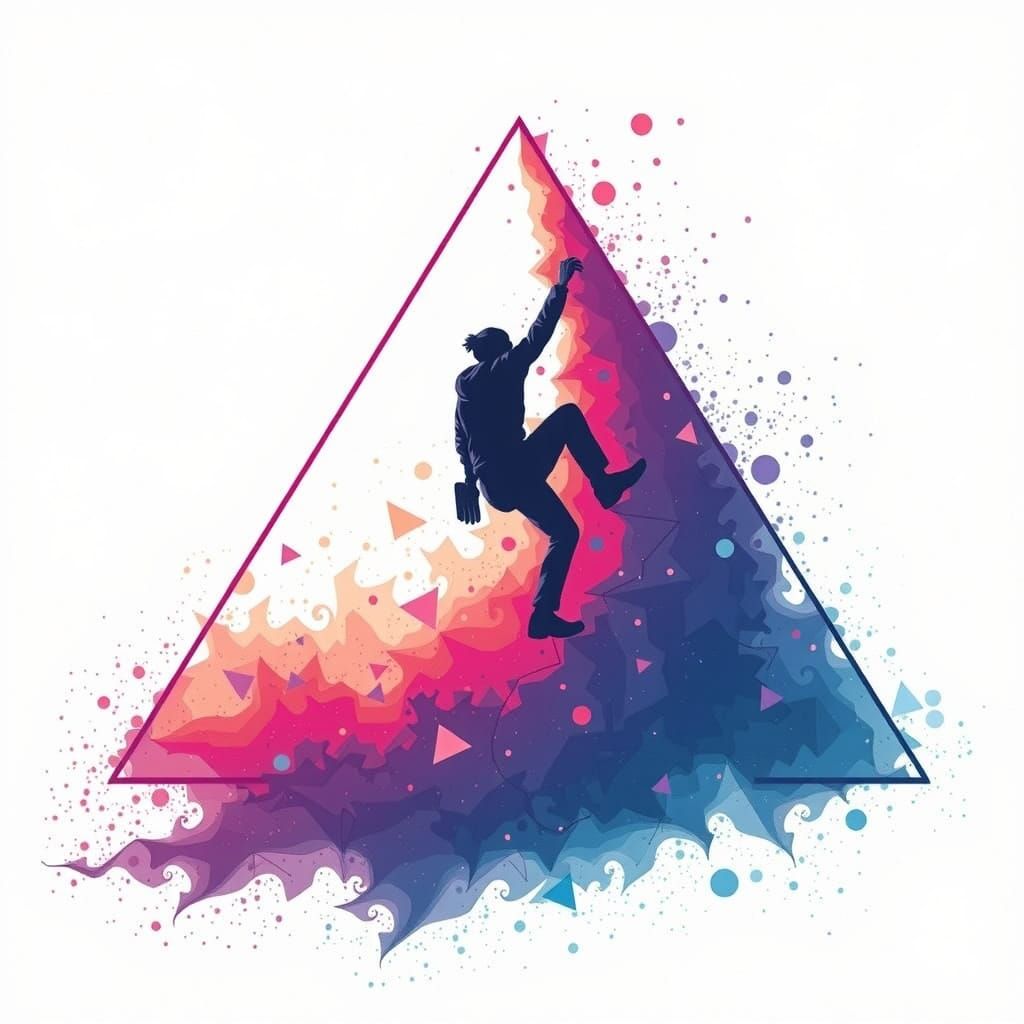 Dynamic Boulderer Silhouette Climbing Soundwave Line