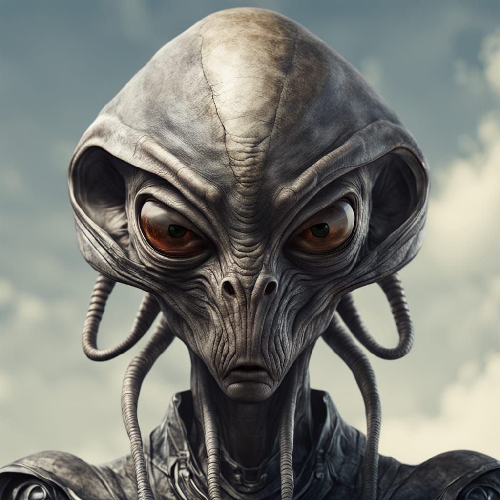 Hyperrealistic Alien Ambassador in Stylish Portrait