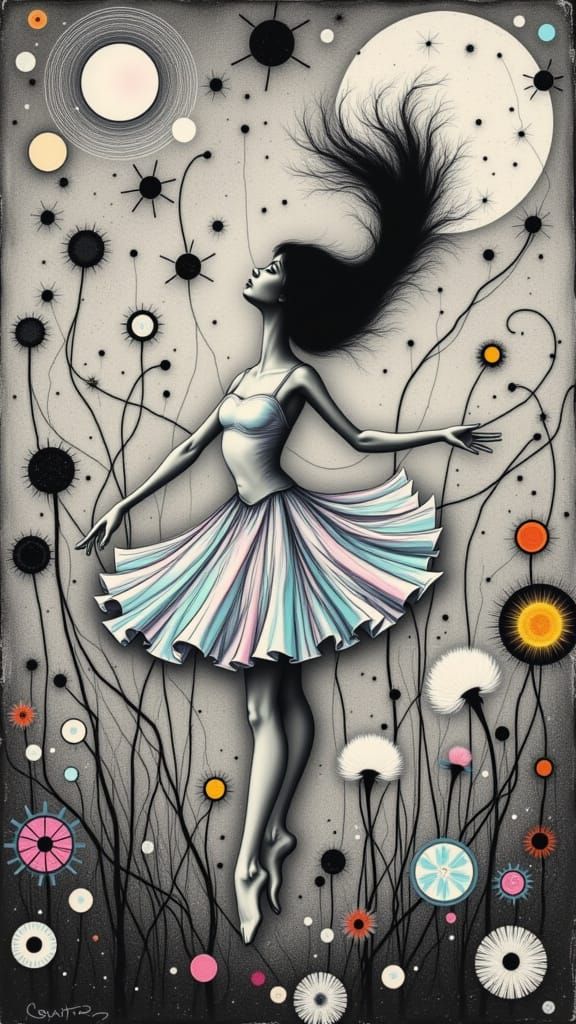 Surreal Pixie Artist in Whimsical Dandelion Carnival