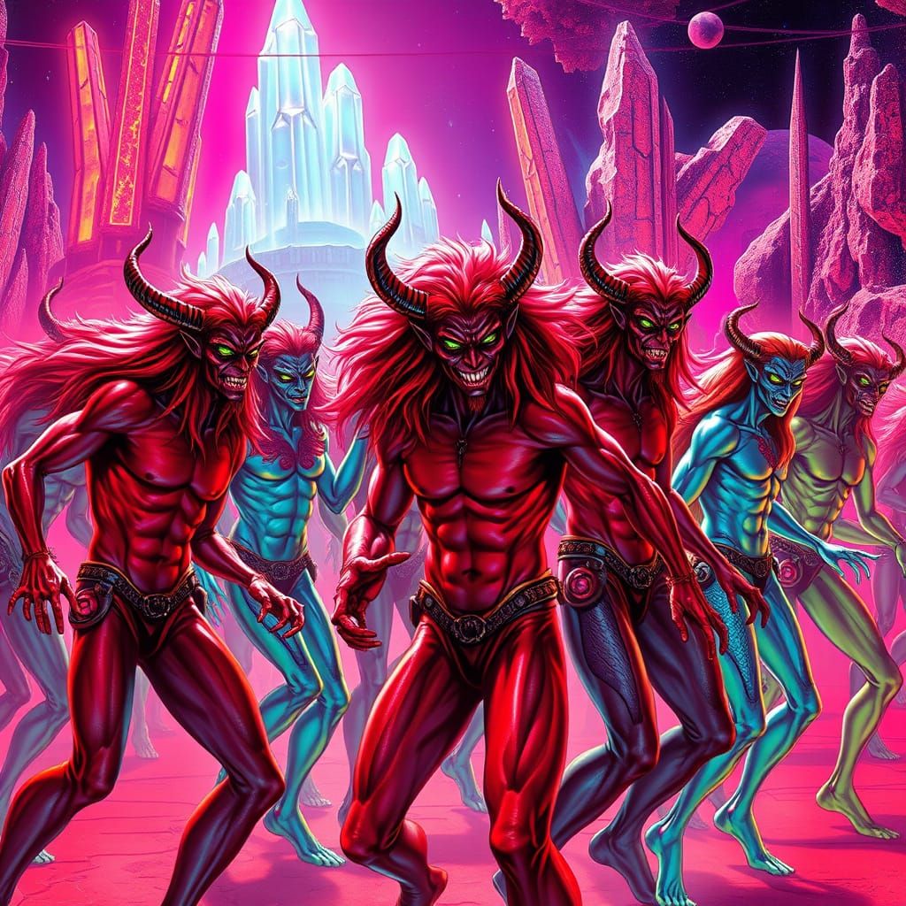 Demons and Aliens Unite in Neon-Lit Mars Disco