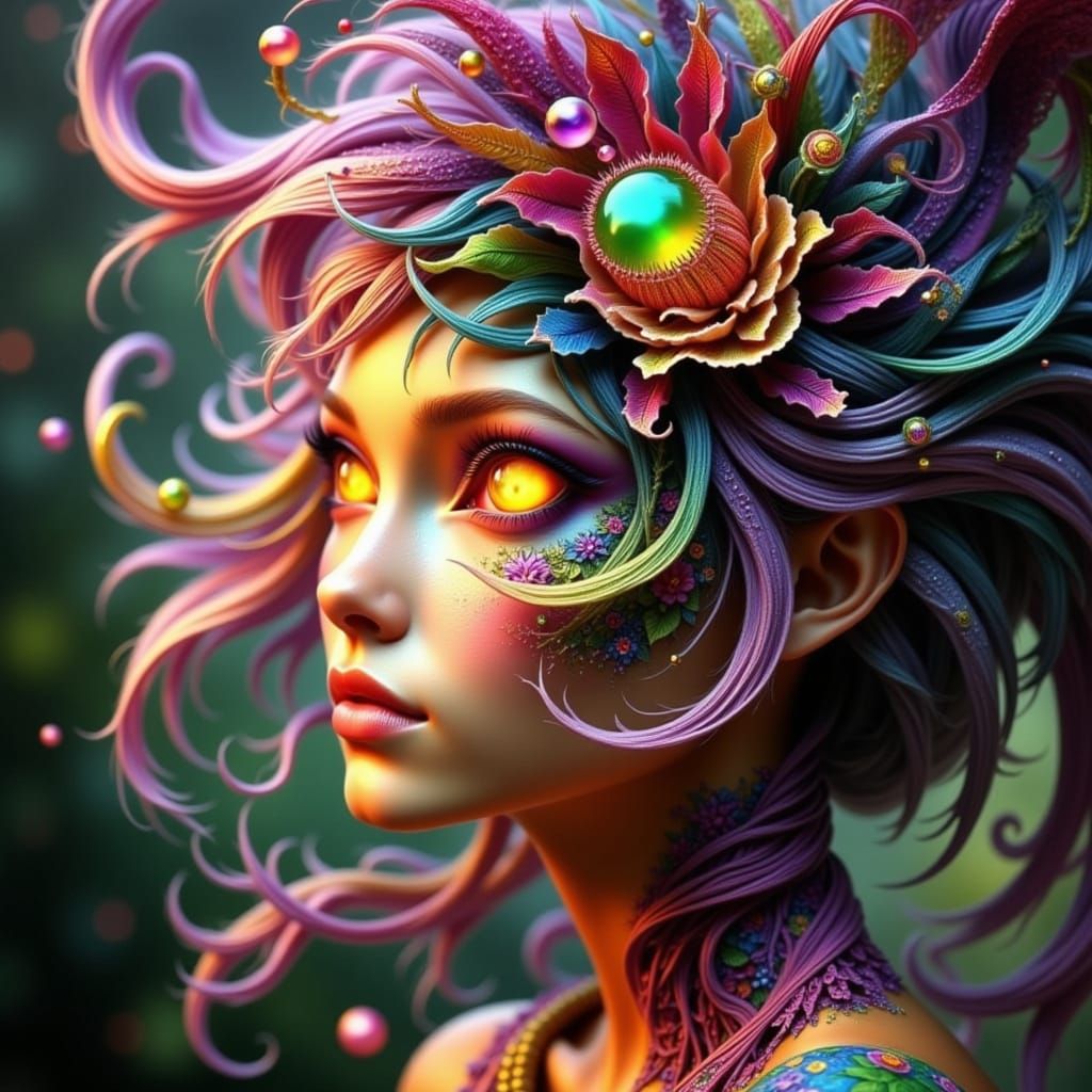 Ethereal Winged Beauty in Whirling Chaos