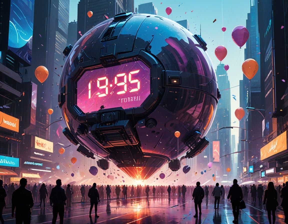 Triumphant Moment in Futuristic Cityscape