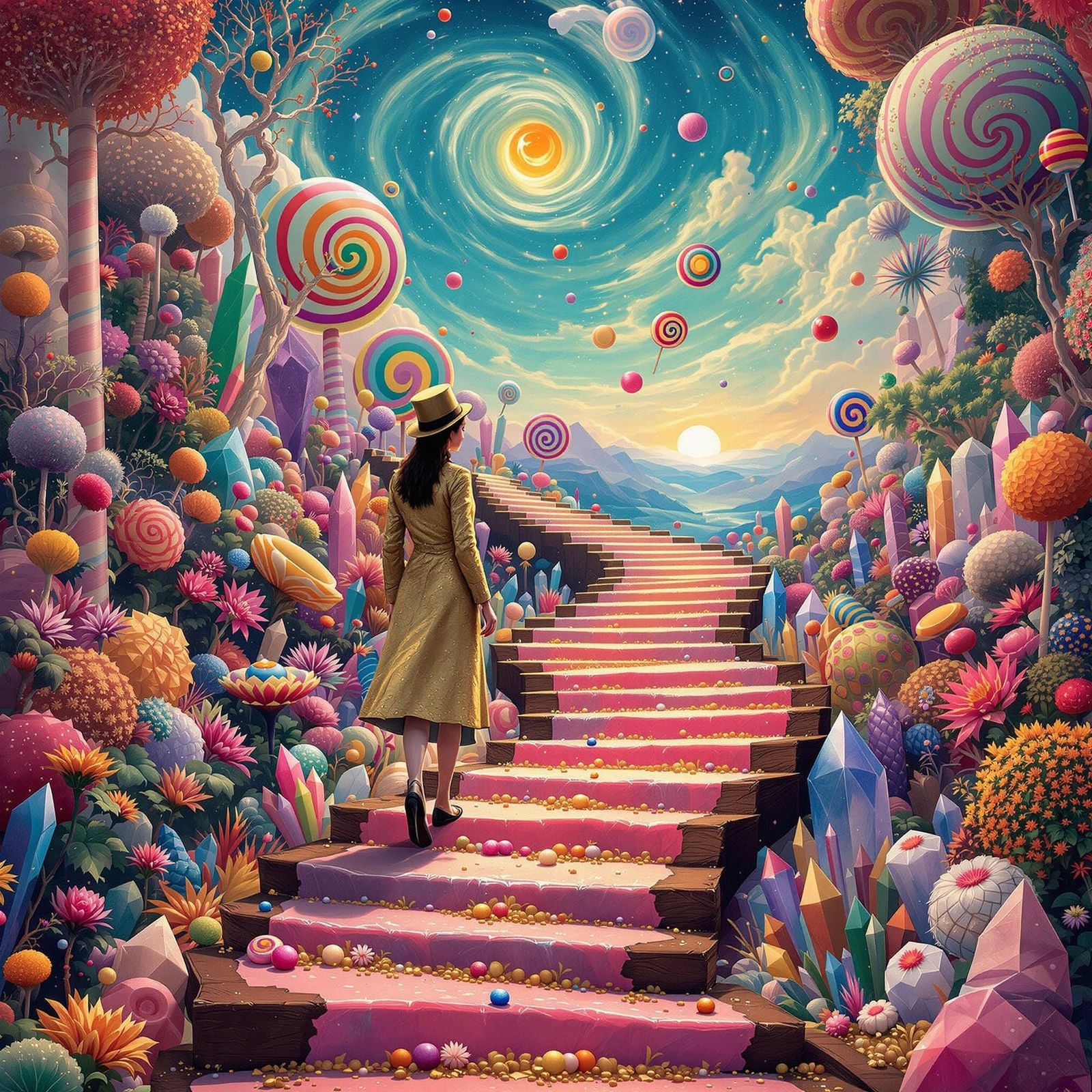 Surreal Goddess Embarks on Whimsical Journey Through Candy K...