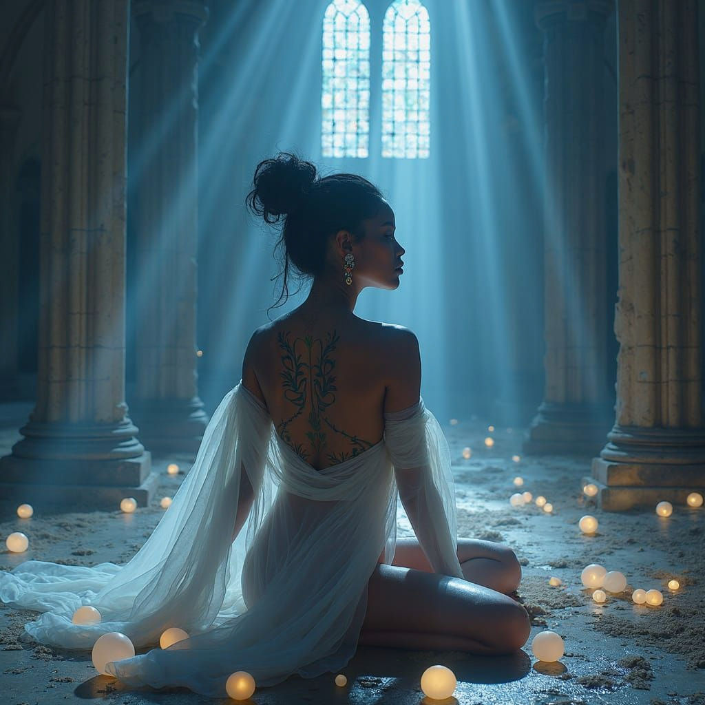 Ethereal Goddess in Abandoned Cathedral