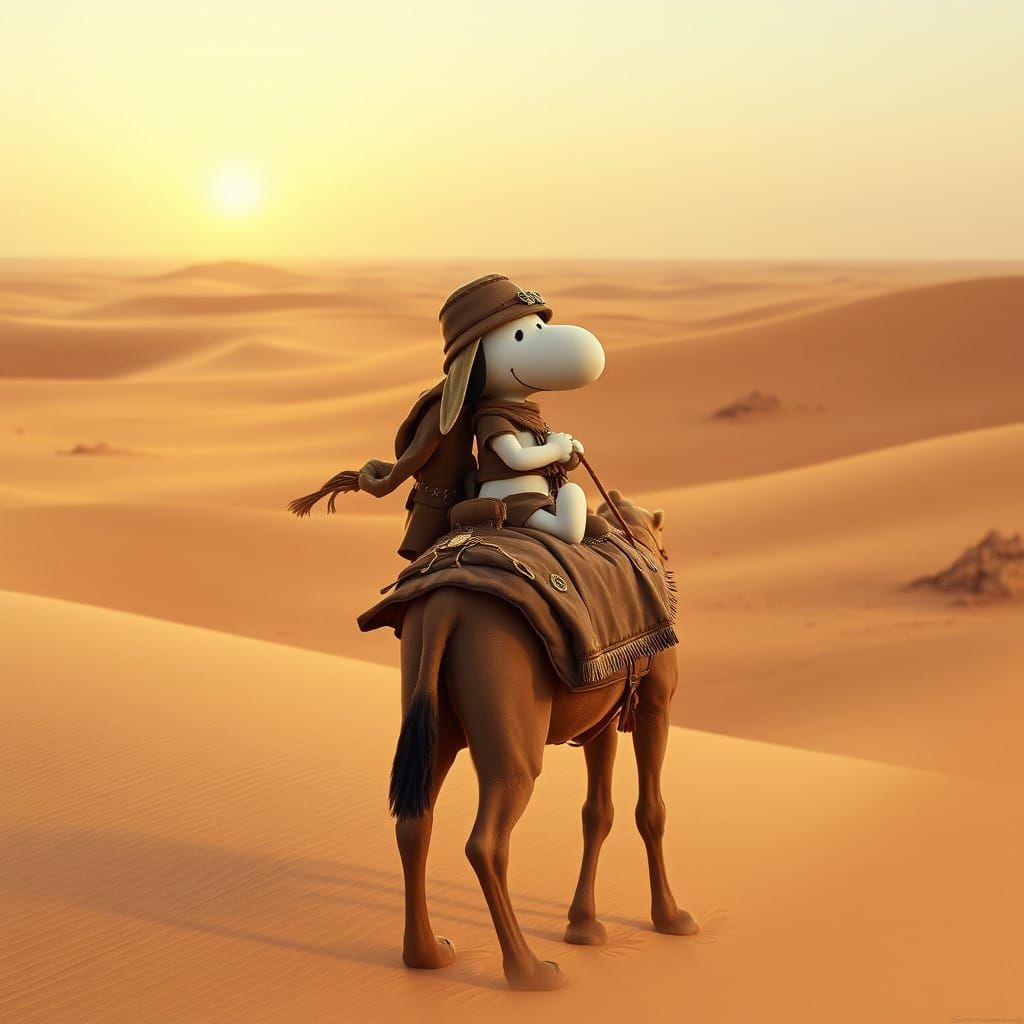 Snoopy in a Cinematic Desert Landscape, Inspired by Lawrence...