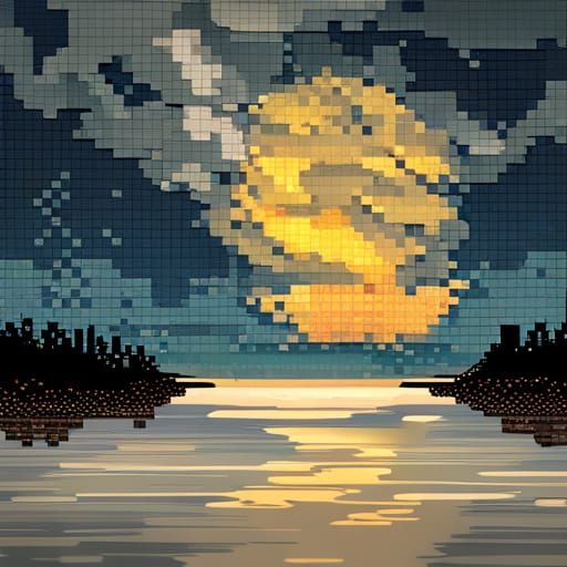 8-bit Pixel Art Starry Night Sky
