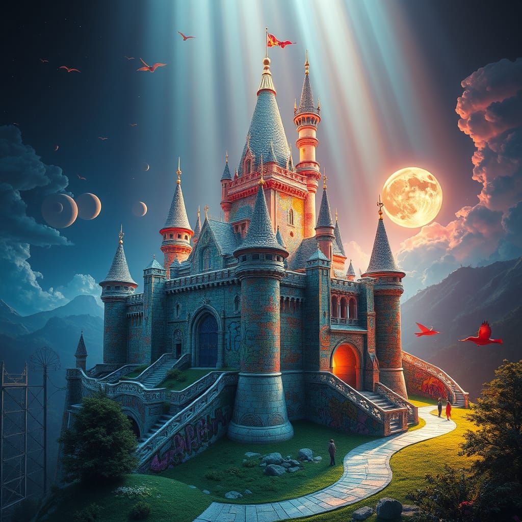 Surreal Castle Transforms From Pencils, Escher-Inspired