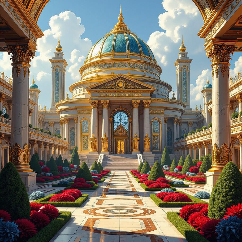 Cybertronian Cityscape: Iacon Hall of Records in Sci-Fi Styl...