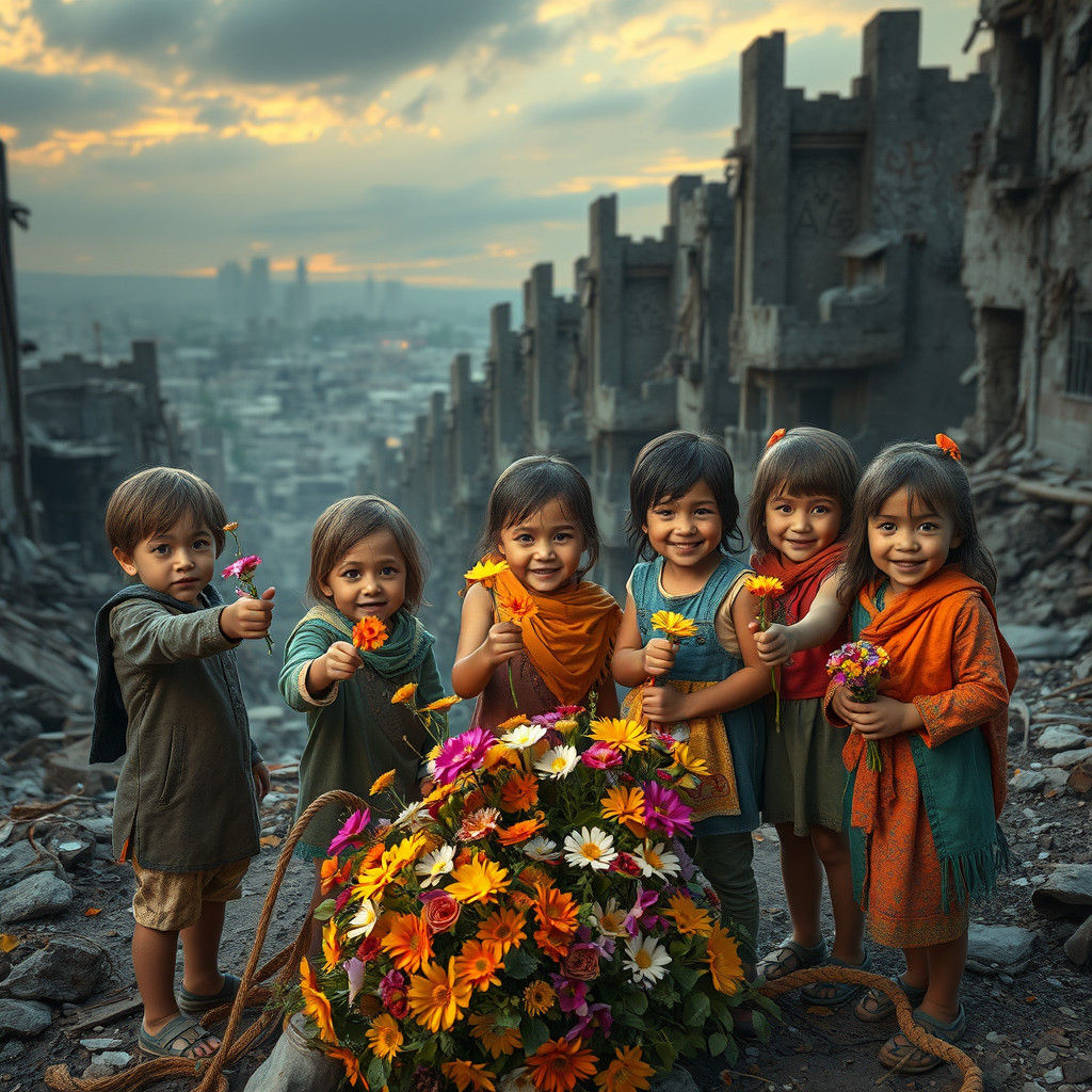 Children's Hopeful Gathering in War Zone