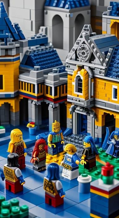 LEGO Castle Courtyard with Royal Figures and Wizards
