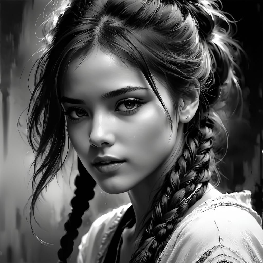 Fine Art Portrait of Elegant Woman in Black and White