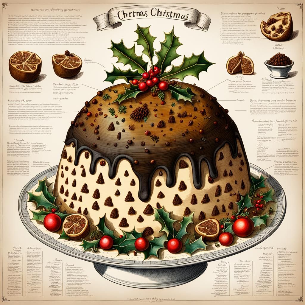 Detailed Scientific Chart of a Christmas Pudding