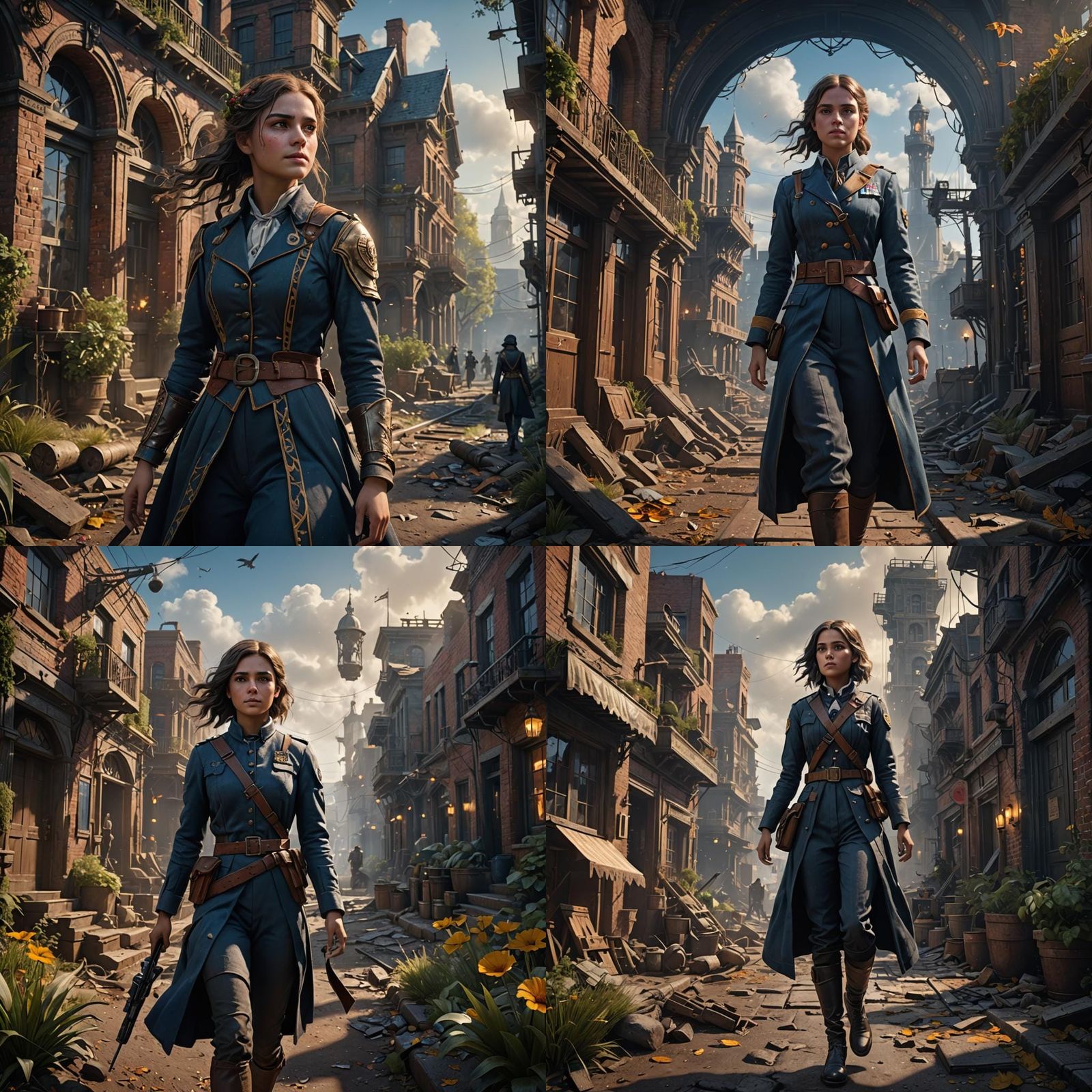 American Girl Stepping into Future, Detailed Matte Painting