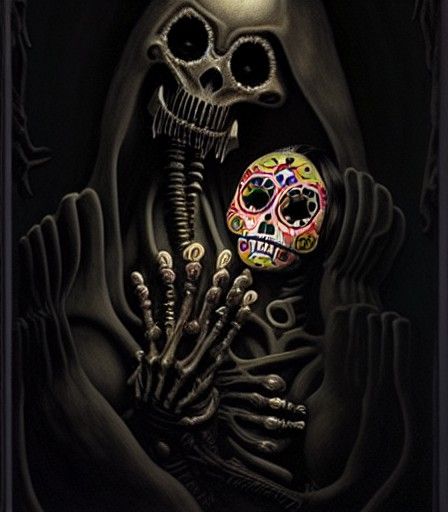 Day of the Dead Xenomorphs in Baroque Horror Style