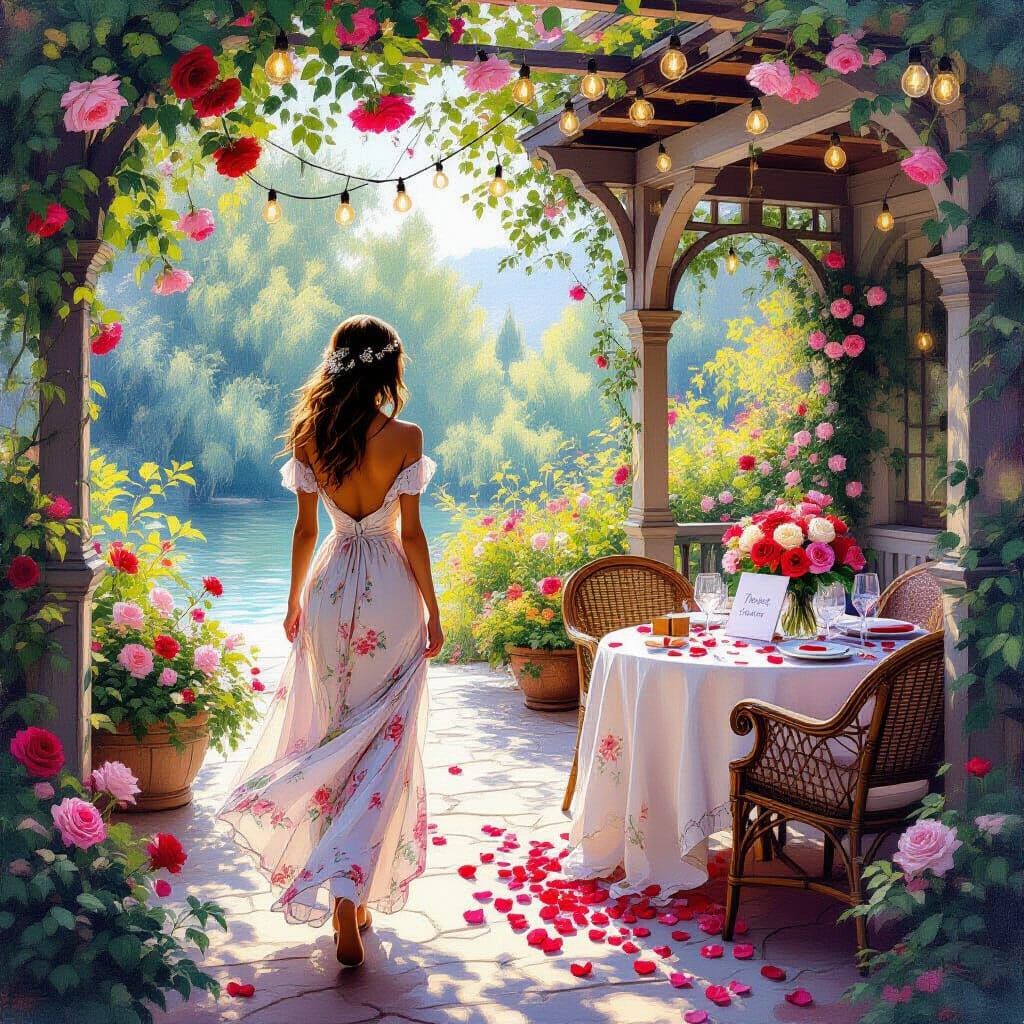 Romantic Rose Gazebo Proposal Scene