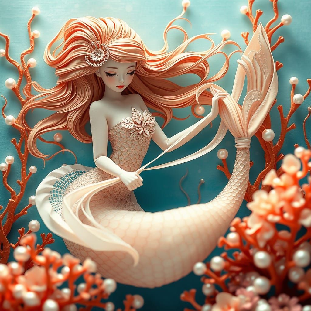 Renyu Mermaid Weaving Fabric with Origami Details