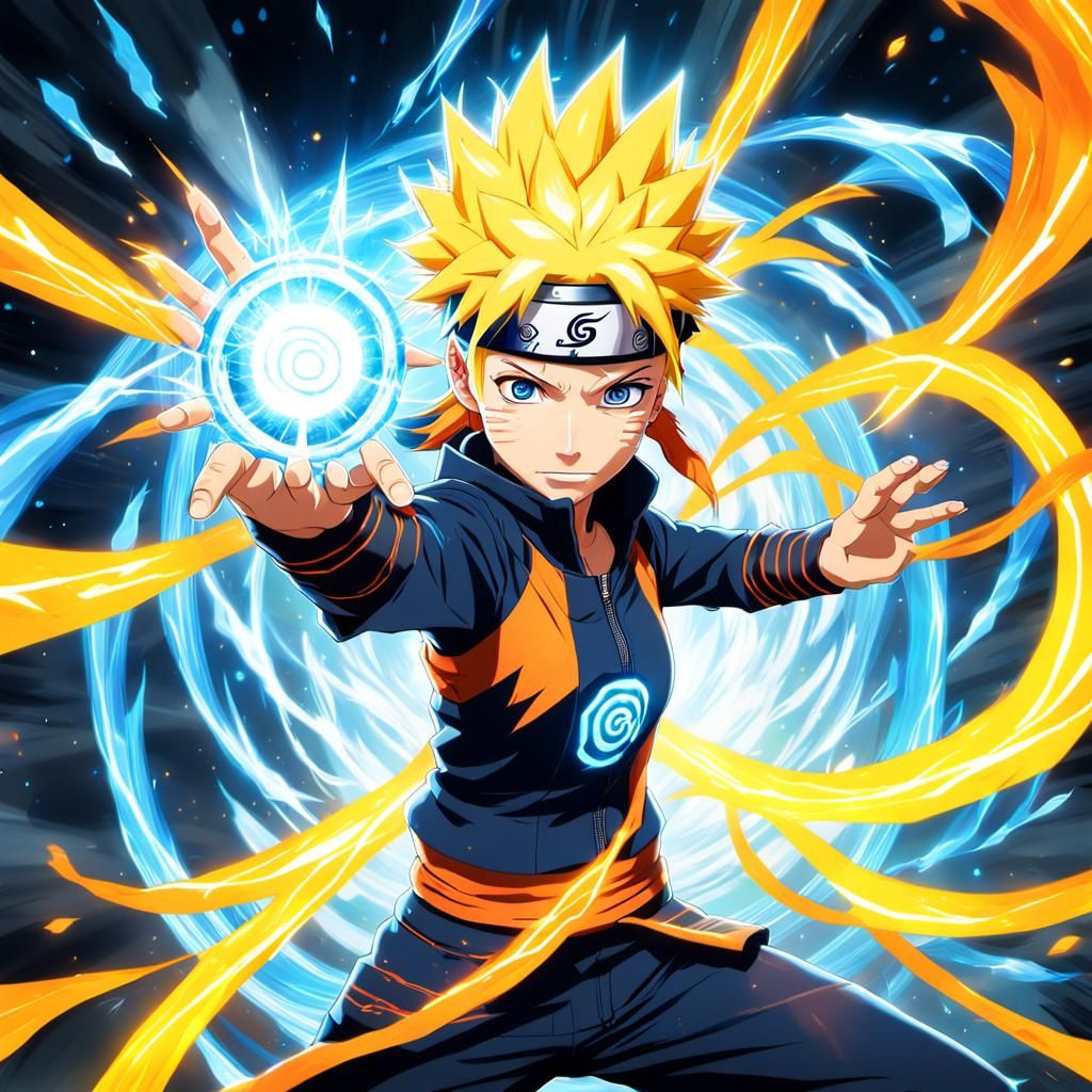 Vibrant Anime Portrait of Female Naruto Uzumaki in Mid Rasen...