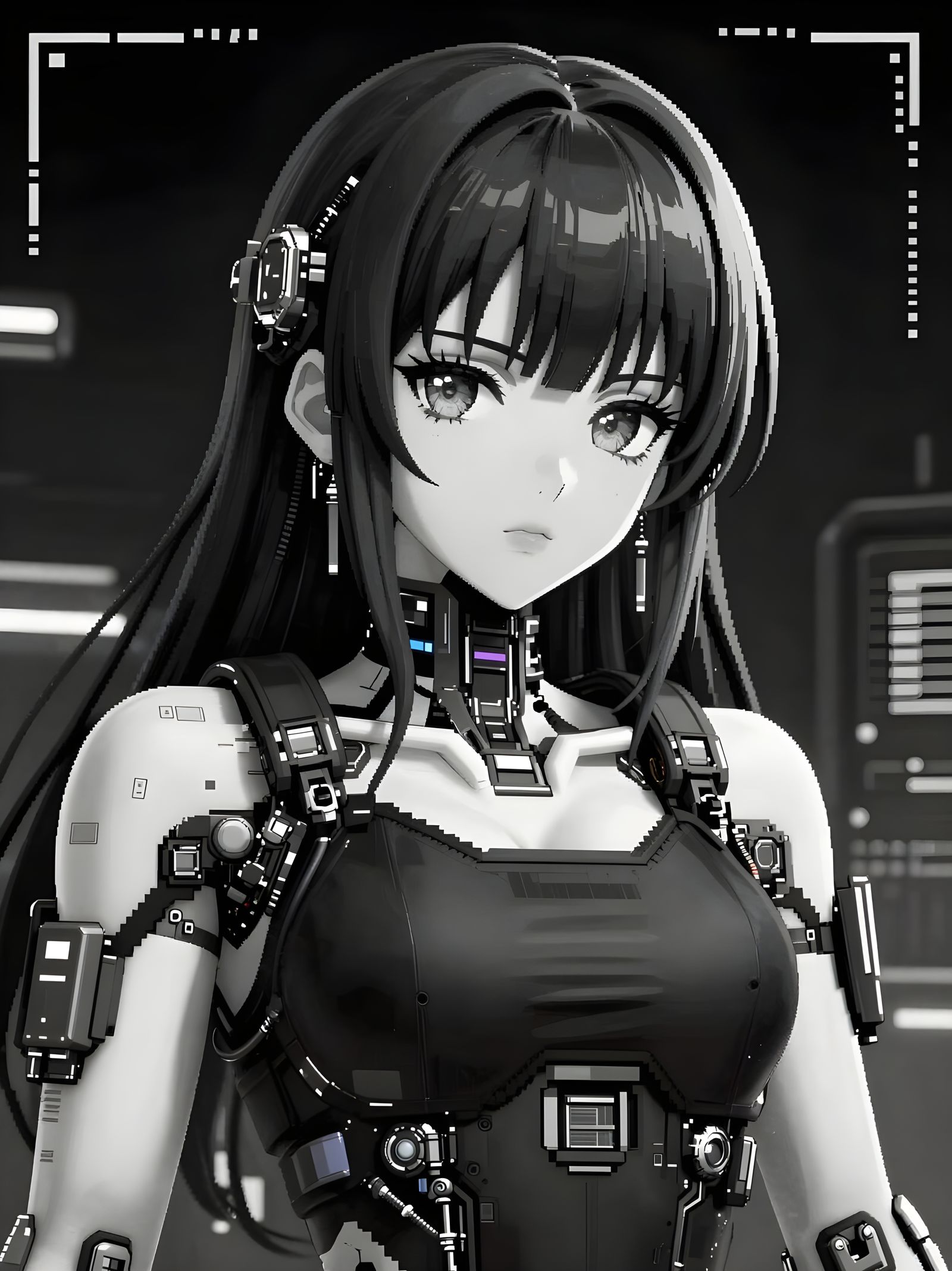 Cyberpunk Manga Woman Portrait in 8bit Pixel Art