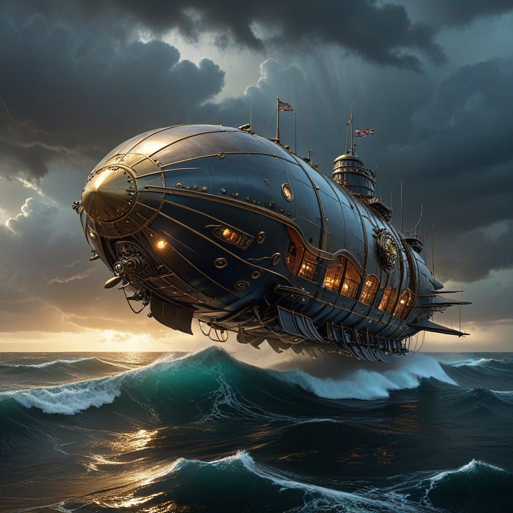 steampunk armored airship