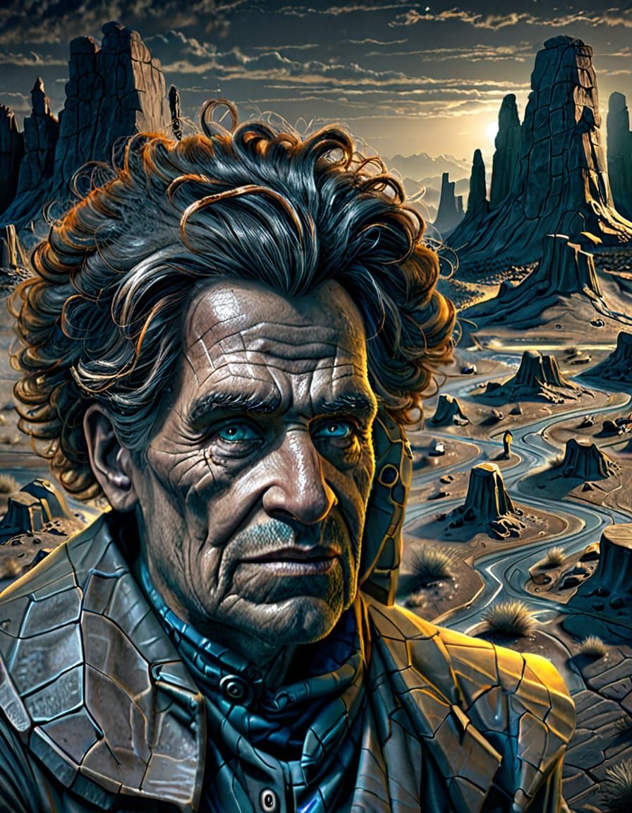 Miner Digging for Gems in Dark Cave Digital Art