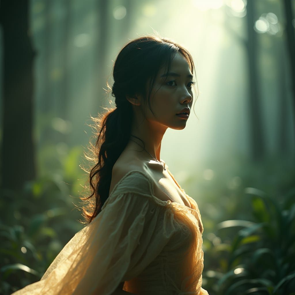 Ethereal Forest Portrait of Asian Woman